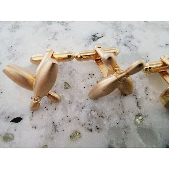 Cuff Links Lot Of 4 Bowling Pins Faux Emerald Etc Vintage Gold & Silver Tone - Picture 8 of 9